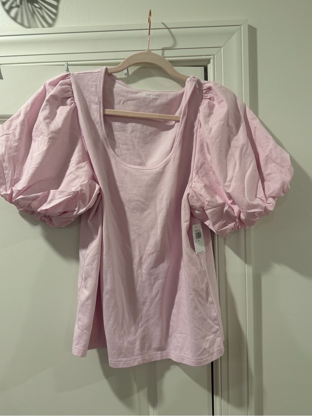 Old Navy Light Pink Puff-Sleeve Scoop Neck Top